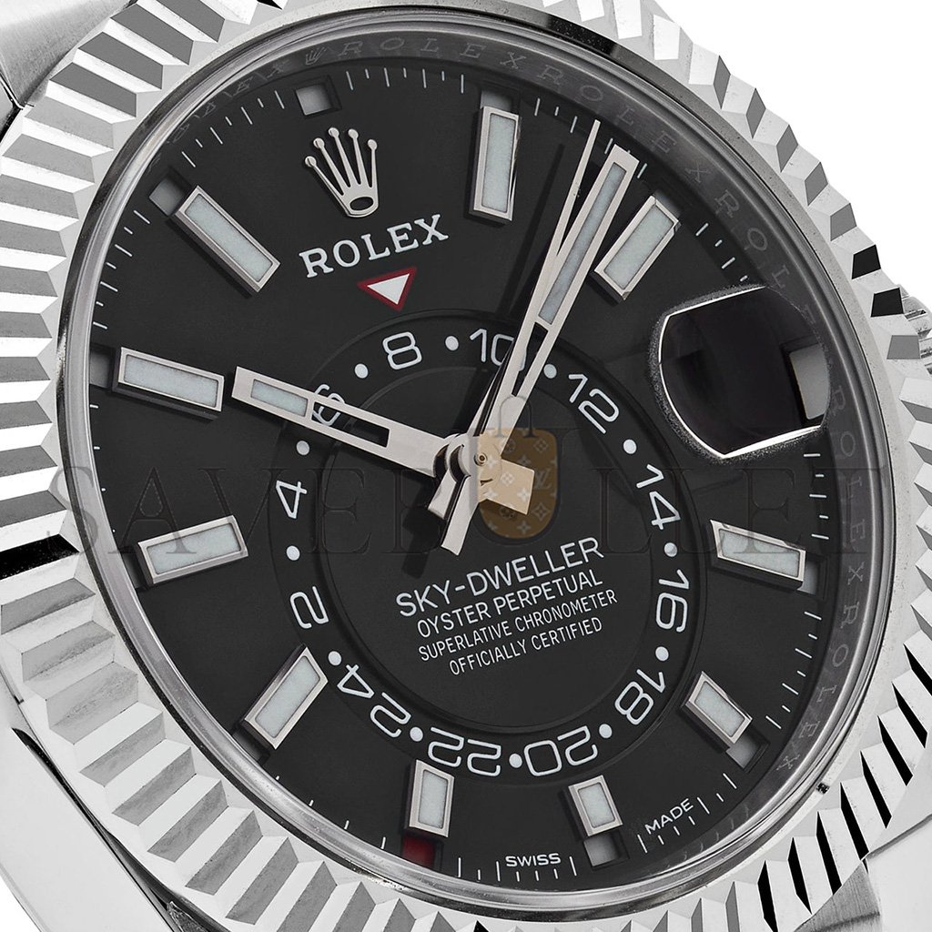 ROLEX SKY-DWELLER STAINLESS STEEL BLACK DIAL JUBILEE WATCH 326934