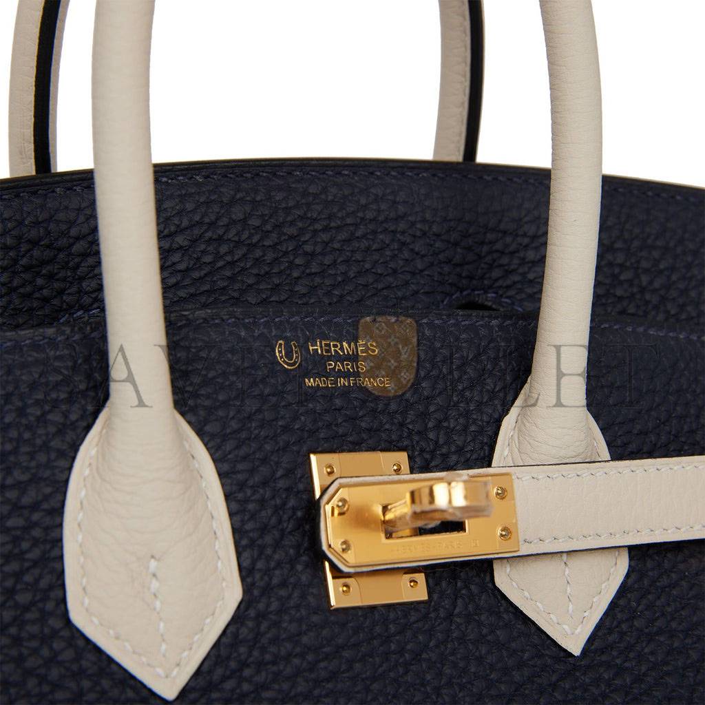 HERMES SPECIAL ORDER (HSS) BIRKIN 25 BLEU NUIT AND CRAIE TOGO GOLD HARDWARE HANDMADE (25cm)