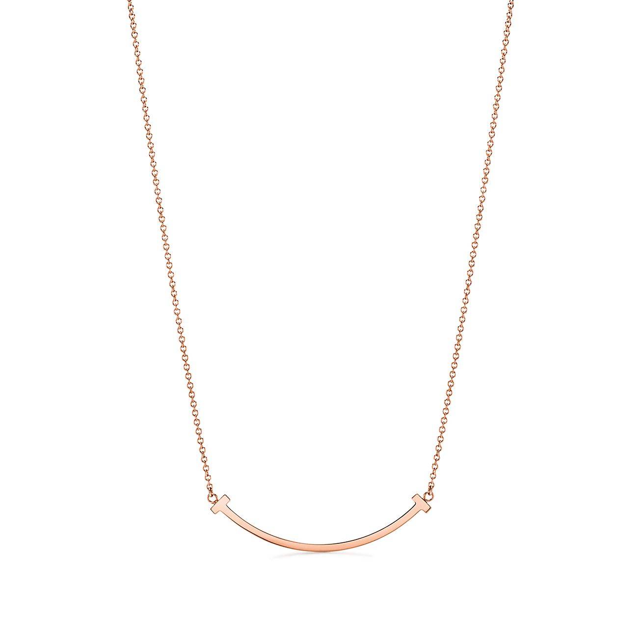 TIFFANY T SMILE PENDANT IN ROSE GOLD WITH DIAMONDS, LARGE