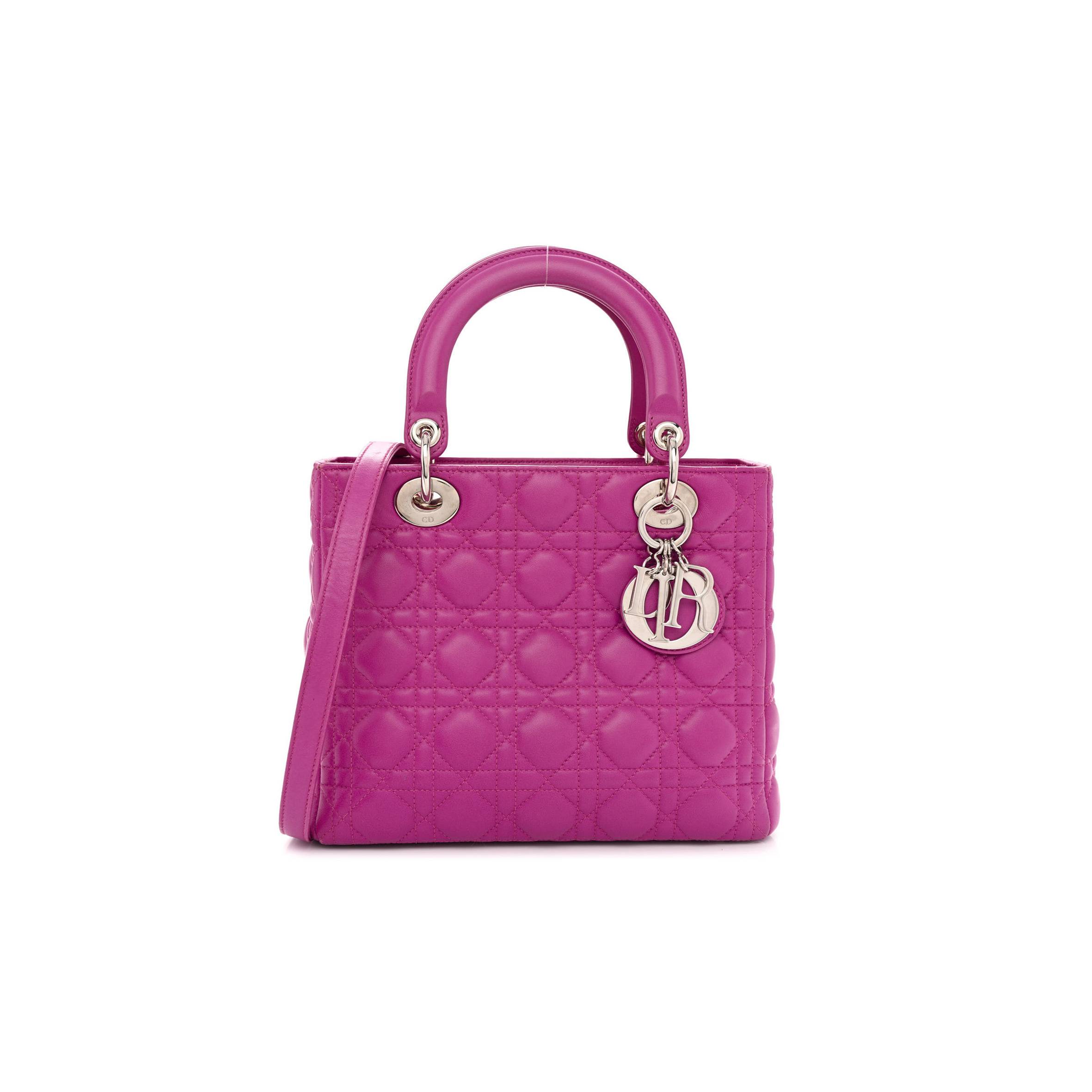 DIOR LAMBSKIN CANNAGE MEDIUM LADY DIOR PINK (23*20*12.1cm)