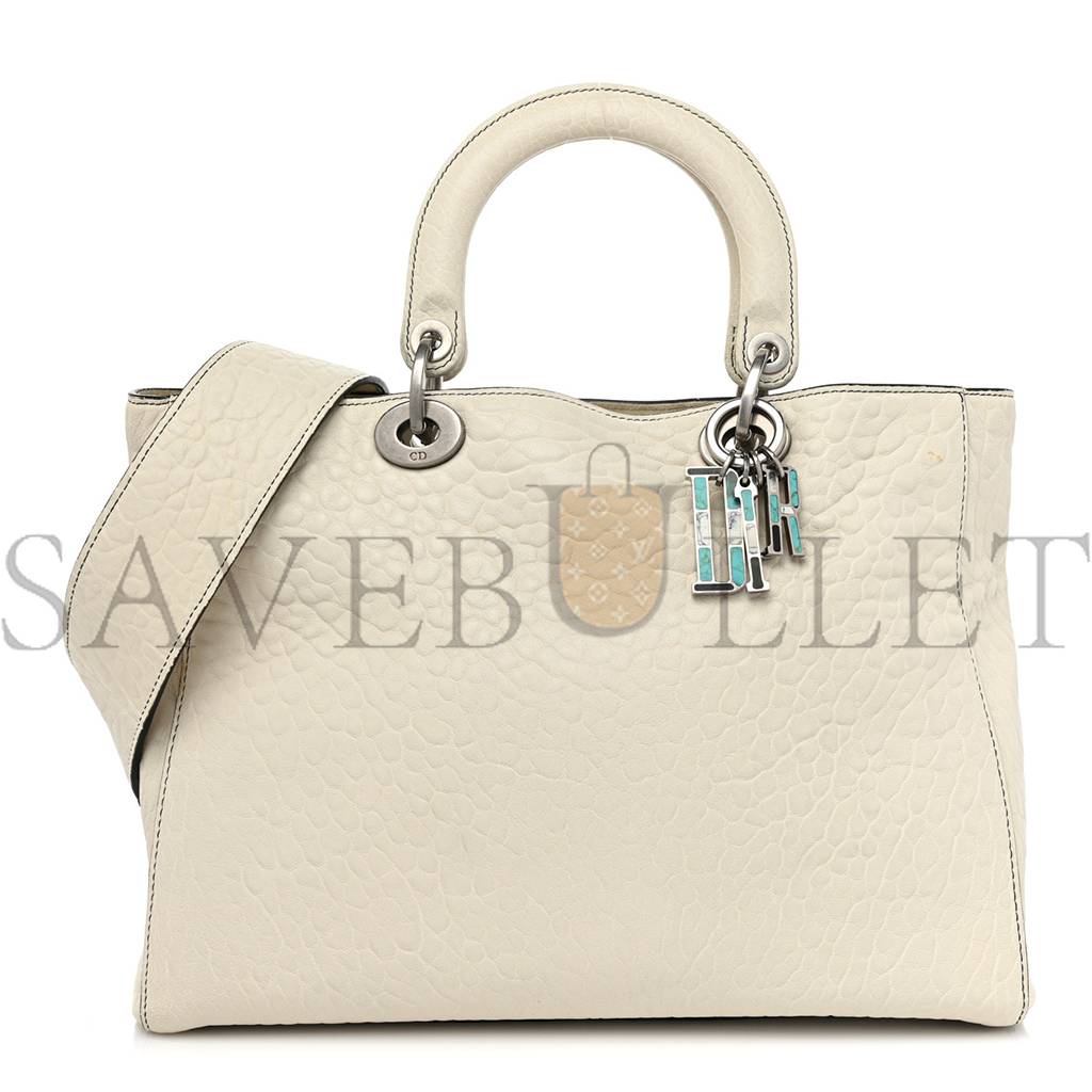 DIOR CANYON GRAINED LAMBSKIN LARGE LADY DIOR OFF WHITE (31*25*12.1cm)